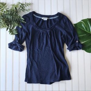 Boden blue top wool blend cuffed sleeves